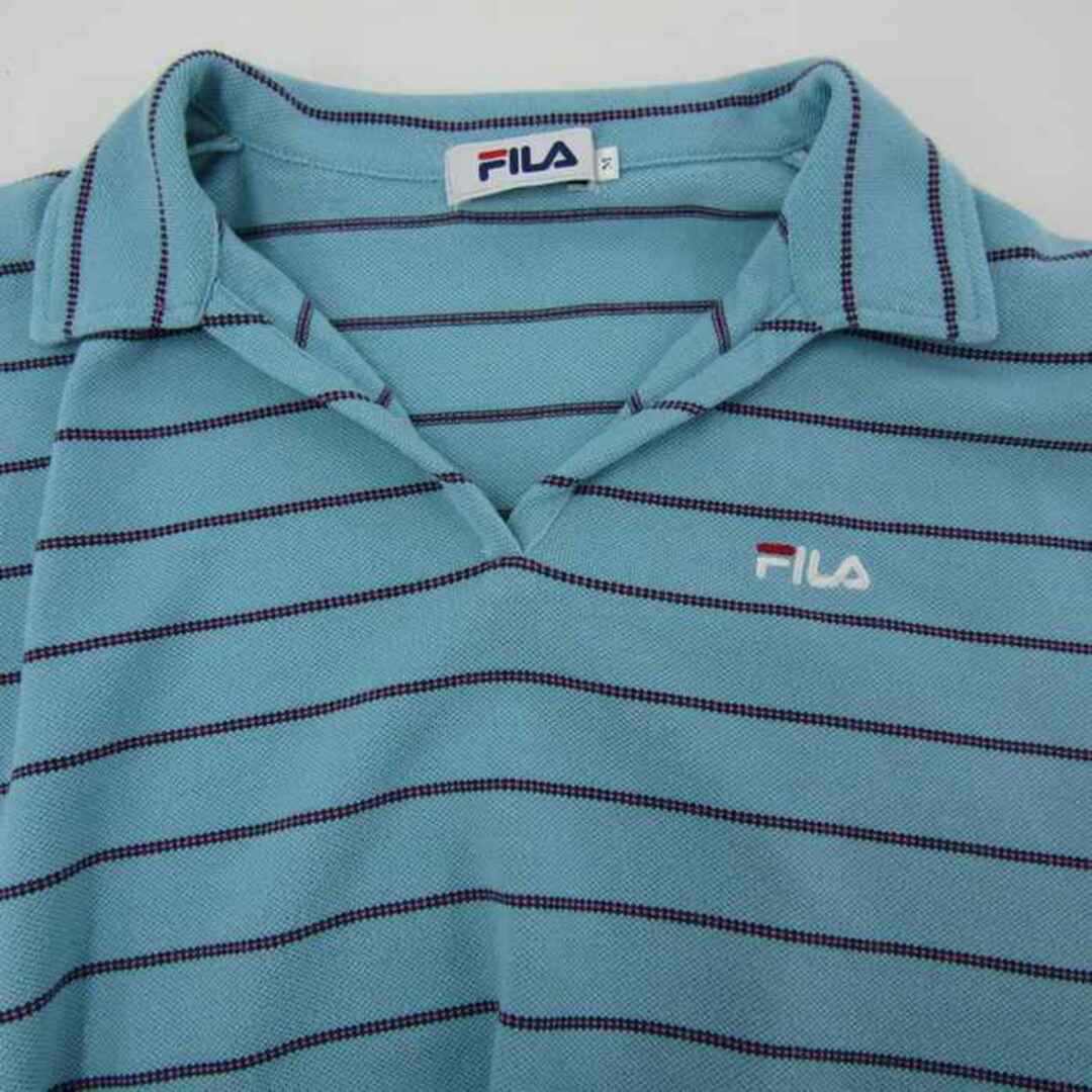 FILA(フィラ)のフィラ Tシャツ 半袖 ボーダー トップス レディース Mサイズ ブルー FILA レディースのトップス(Tシャツ(半袖/袖なし))の商品写真