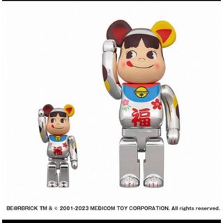 メディコムトイ(MEDICOM TOY)のBE@RBRICK 招き猫 ペコちゃん 福 銀メッキ  100％ & 400％(その他)