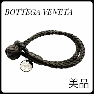 ボッテガヴェネタ(Bottega Veneta)のボッテガヴェネタ ブレスレット　イントレチャート レザー　シルバー　ブラウン(ブレスレット)