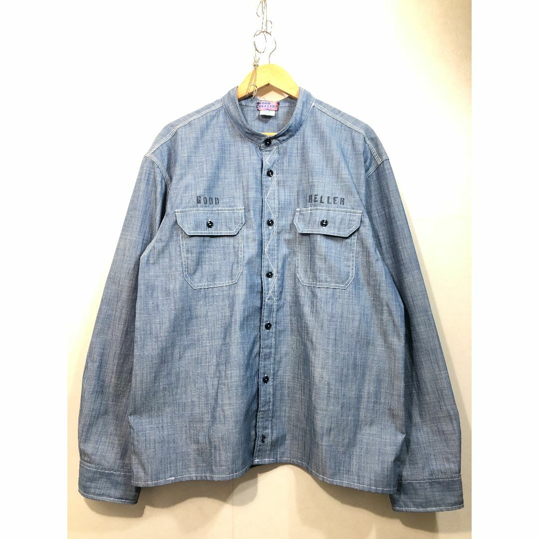 シャツ022140● GOODHELLER 長袖 シャンブレー シャツ XL