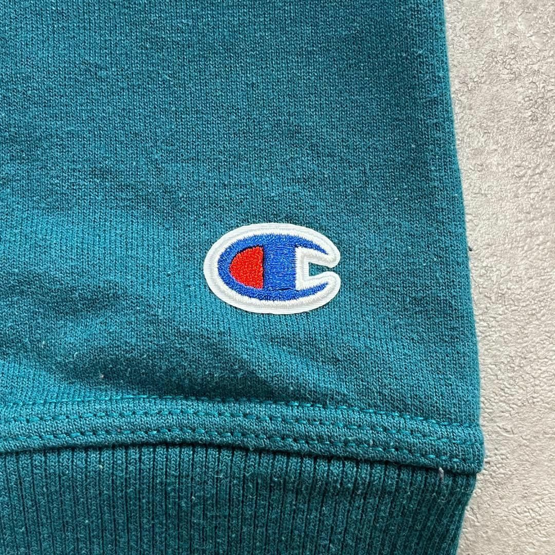 Champion(チャンピオン)の良デザイン　チャンピオン　三色デザイン　スウェット　古着　グリーン　L メンズのトップス(スウェット)の商品写真