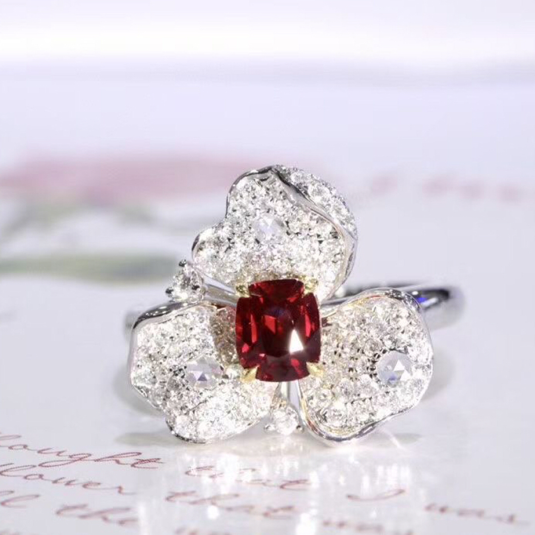 プレゼント天然 ルビー ダイヤモンド リング 0.80ct k18 f