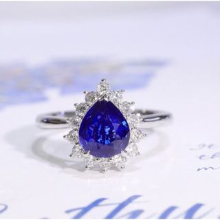 天然 ロイヤルブルーサファイア ダイヤ リング1.13ct k18 f5(リング(指輪))