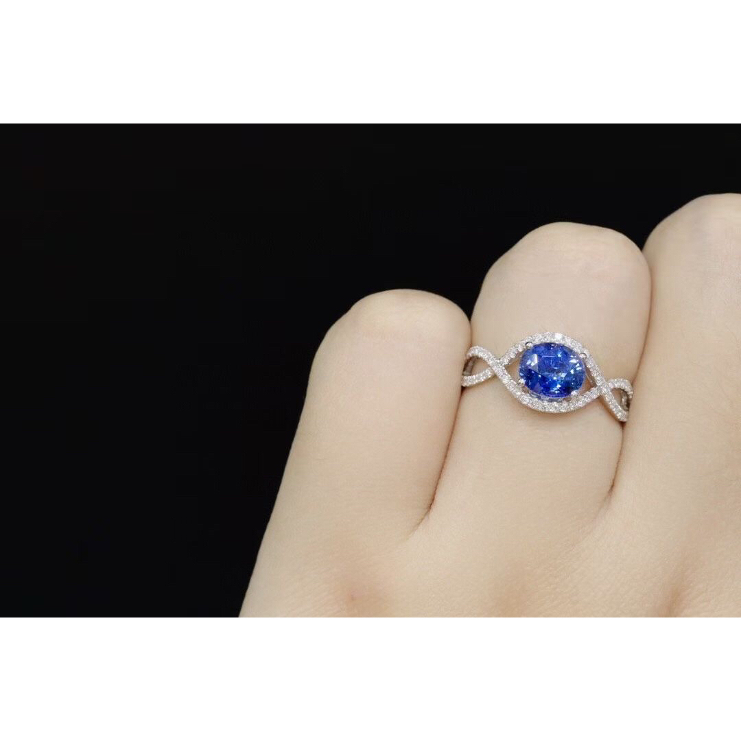 天然 ブルーサファイア ダイヤ リング1.39ct k18 f レディースのアクセサリー(リング(指輪))の商品写真