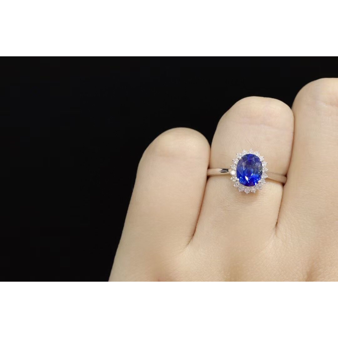 天然 ロイヤルブルーサファイア ダイヤ リング1.38ct k18 f レディースのアクセサリー(リング(指輪))の商品写真