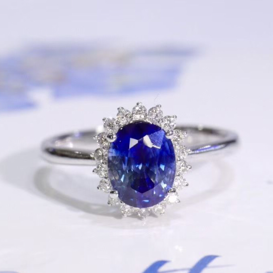 天然 ロイヤルブルーサファイア ダイヤ リング1.38ct k18 f レディースのアクセサリー(リング(指輪))の商品写真