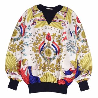 エルメス(HERMES)のVintage エルメス HERMES シャツ ブラウス ラグランスリーブ EGALITE FRATERNITE REPUBLIQUE FRANCAISE LIBERITE フランス革命を記念して シルク トップス レディース 40(M相当) マルチカラー(シャツ/ブラウス(長袖/七分))