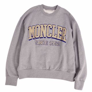 モンクレール(MONCLER)の美品 モンクレール MONCLER スウェット トレーナー 2022年 ロングスリーブ 長袖 ロゴ柄 グリッター トップス メンズ S グレー(スウェット)