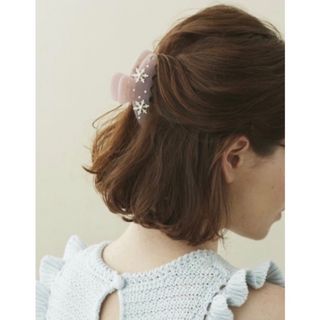 バレッタ/ヘアクリップ専用　アレクサンドル ドゥ パリ クリップ スノー ホワイト＆ピンク