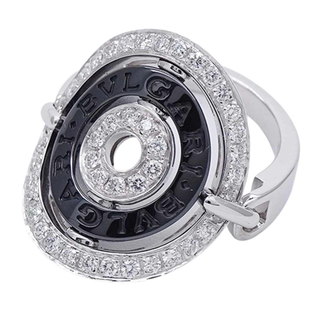 ブルガリ BVLGARI リング レディース ブランド 指輪 750WG ブラックセラミック ダイヤモンド アストラーレ チェルキ ホワイトゴールド 約14号 ジュエリー―採寸
