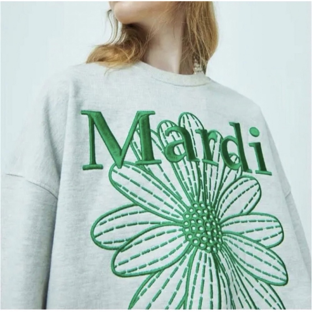 Mardi Mercredi マルディメクルディ スウェット 刺繍 グリーンの通販