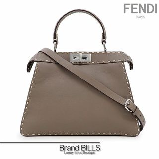 フェンディ(FENDI)の未使用品 フェンディ ピーカブー アイシーユー ミディアム セレリア ハンドバッグ ショルダーバッグ 2way 8BN321 レザー グレージュ ステッチ(ハンドバッグ)