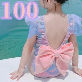 かわいい♡マーメイド ゆめかわ ワンピース水着 リボン 子供 女の子 100(水着)