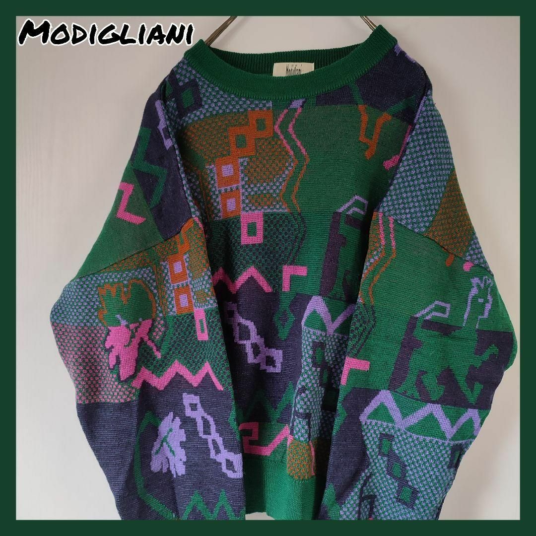 Modigliani モルディアーニ ニット セーター イタリア製 幾何学メンズ