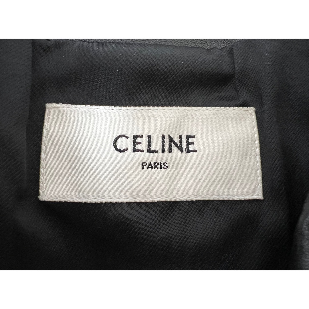 celine(セリーヌ)のCELINE セリーヌ レディース クラシック バイカー カーフスキン ライダース ジャケット 革ジャン 羊革 ブラック サイズ：34 美品 レディースのジャケット/アウター(ライダースジャケット)の商品写真