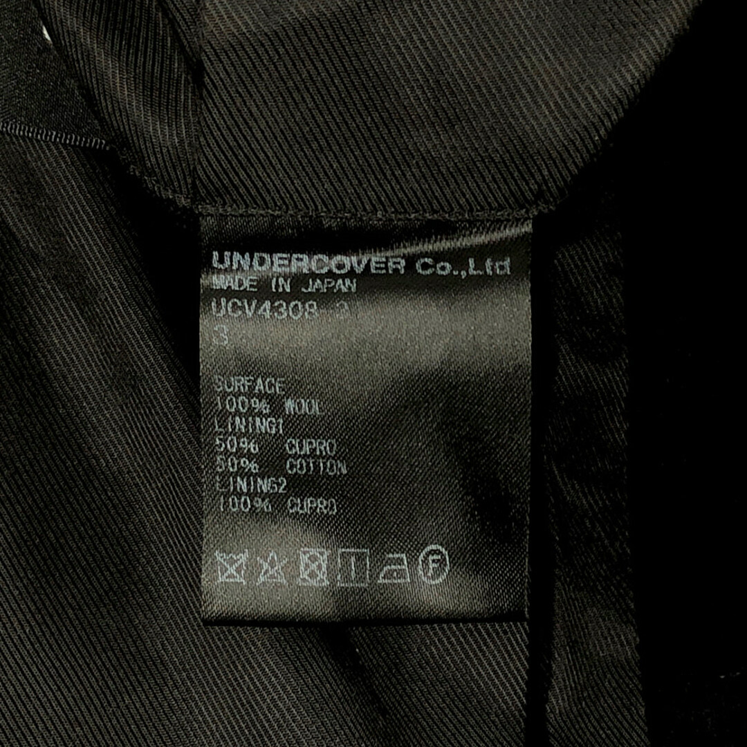 UNDERCOVER(アンダーカバー)のUNDERCOVER アンダーカバー 18AW 品番 UCV4308-3 ウール フラノ チェスターコート ブラック サイズ3 正規品 / 32835 メンズのジャケット/アウター(その他)の商品写真