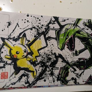 ポケモン(ポケモン)のポケモンカードゲーム ラバープレイマット 墨絵列伝 ピカチュウ&レックウザ(カードサプライ/アクセサリ)