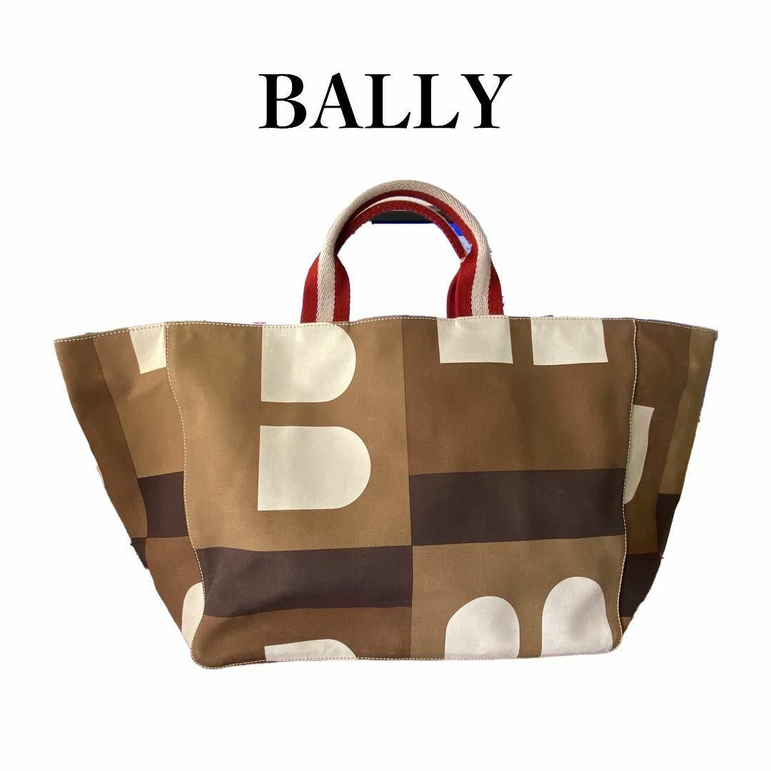 BALLY　バリー　布製　トートバッグ　グリーン　Bロゴ　レディースのサムネイル