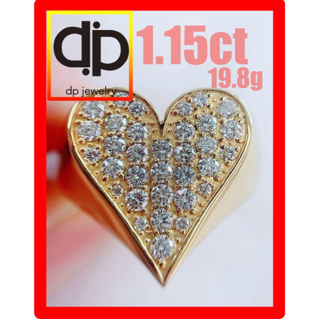 19.8g★1.15ct★ハート✨ダイヤモンドK10パヴェリング指輪印台 メンズのアクセサリー(リング(指輪))の商品写真