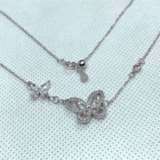 ネックレス バタフライ 蝶々 キュービックジルコニア silver925(ネックレス)