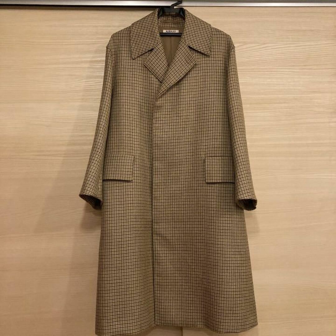 AURALEE(オーラリー)の17AW AURALEE ダブルフェイス ガンクラブチェック コート 1 美品 レディースのジャケット/アウター(ロングコート)の商品写真