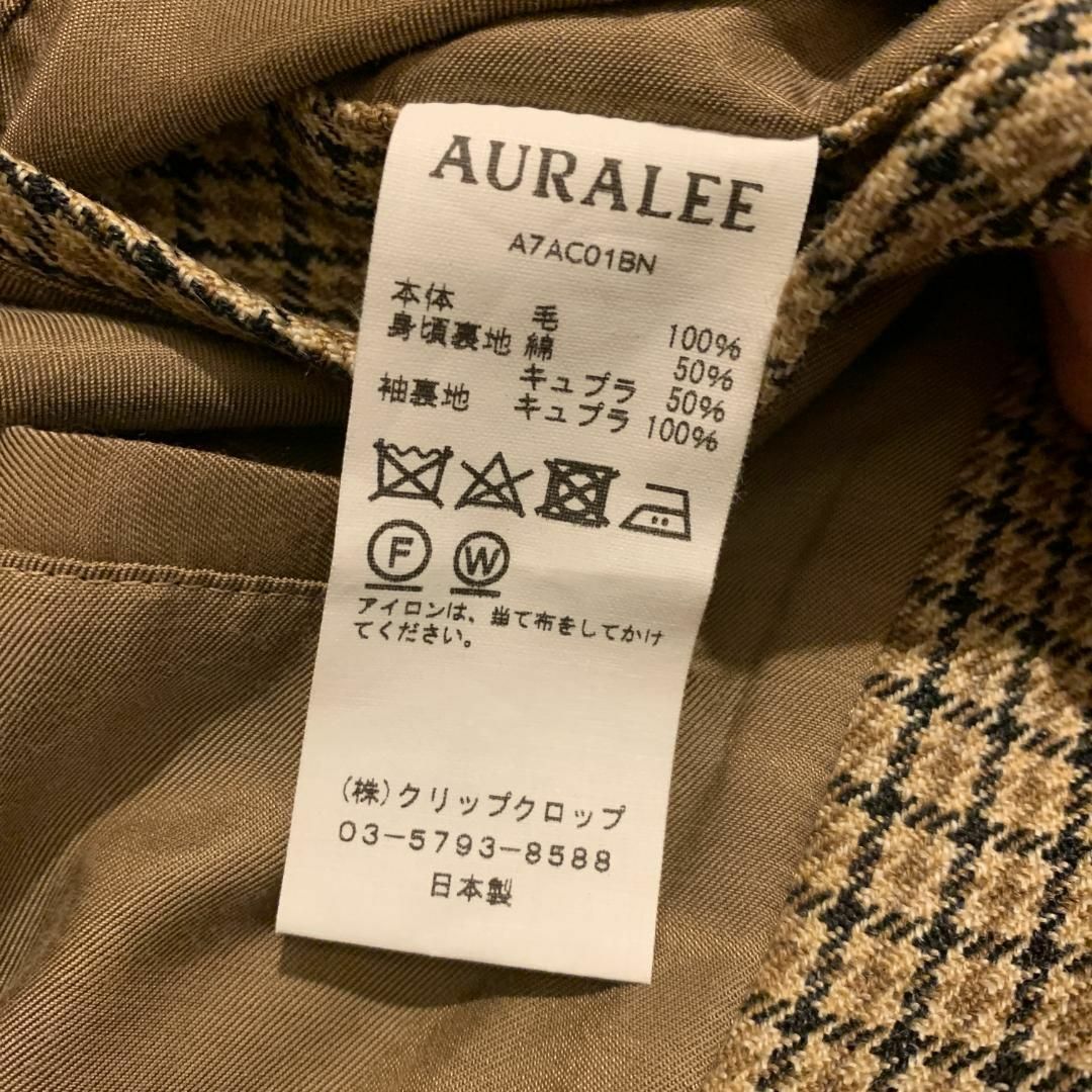 AURALEE(オーラリー)の17AW AURALEE ダブルフェイス ガンクラブチェック コート 1 美品 レディースのジャケット/アウター(ロングコート)の商品写真