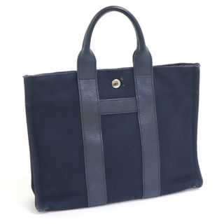 エルメス(Hermes)の【HERMES】エルメス サックアーネPM トートバック ネイビー キャンバス×レザー/ng0557(トートバッグ)