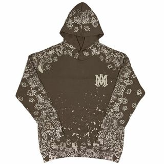 アミリ(AMIRI)のAMIRI アミリ バンダナ柄 ブリーチ プルオーバーパーカー ブラウン M(パーカー)