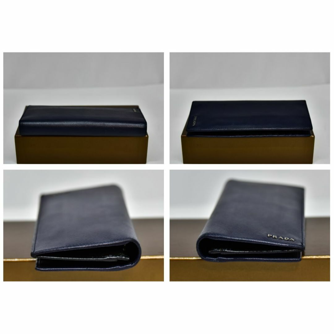 PRADA(プラダ)のPRADA プラダ 長財布  サフィアーノ 二つ折り 財布 メンズ ネイビー メンズのファッション小物(長財布)の商品写真