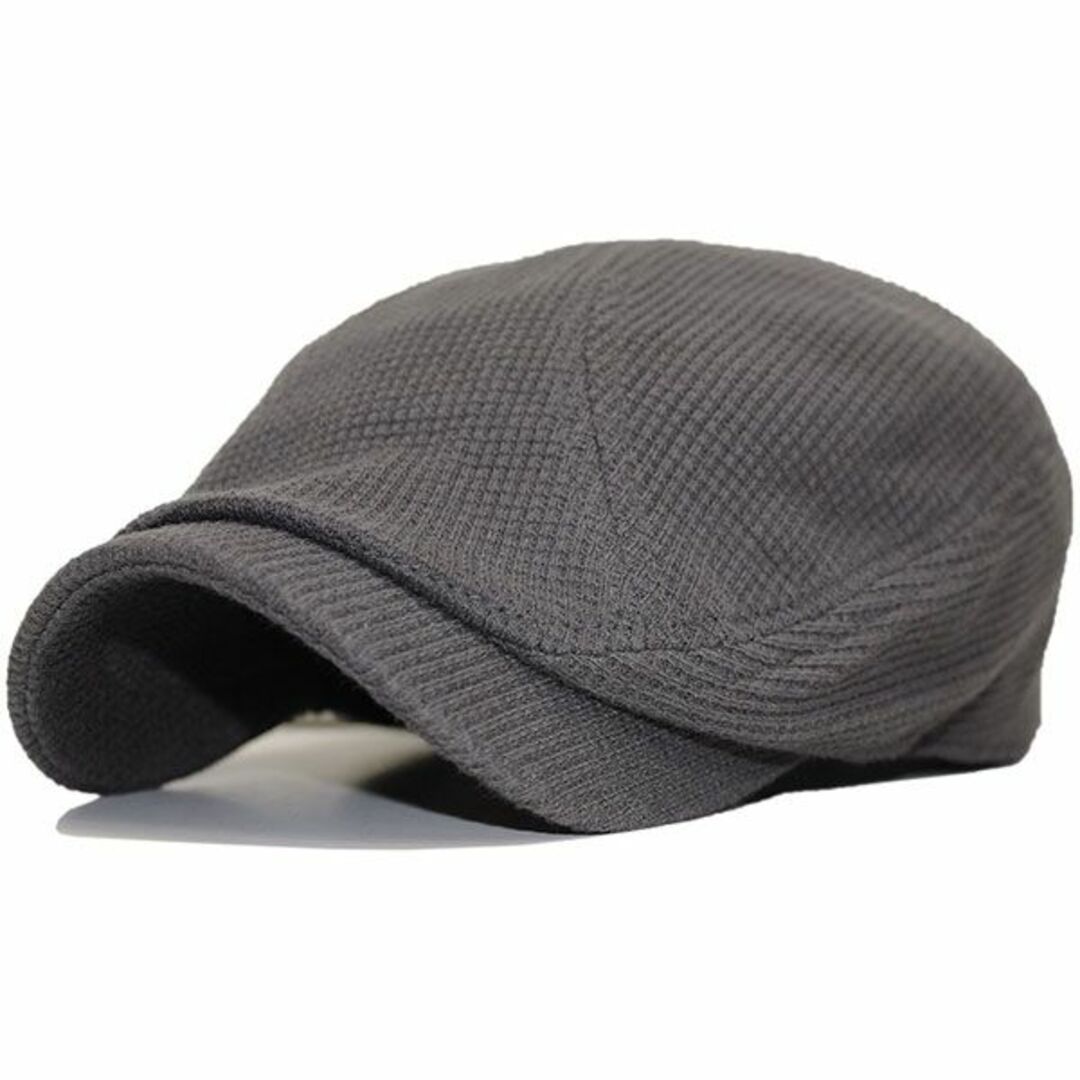 大きいサイズ 帽子 メンズ ゴルフ ビッグサイズ ハンチング ワッフル グレー メンズの帽子(ハンチング/ベレー帽)の商品写真