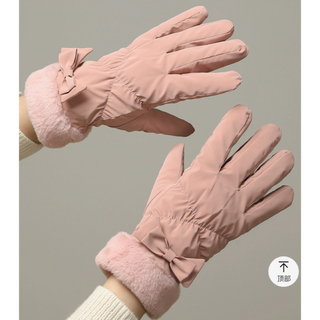 冬用の厚くベルベットのサイクリング防寒タッチスクリーン女性用暖かい手袋（ピンク）(手袋)