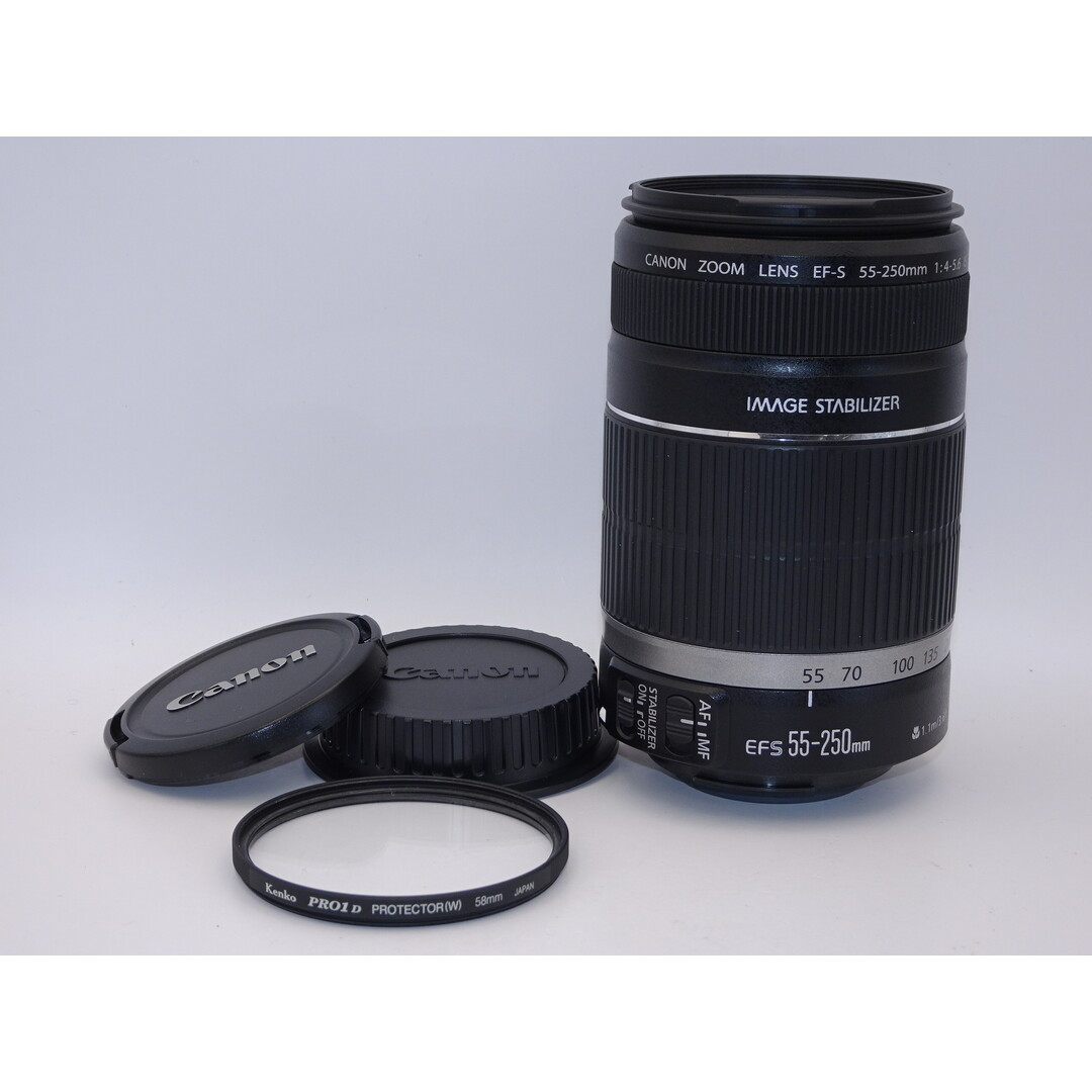 CANON EF-S 55-250mm IS 低く 純正フード Kenkoフィルター付 CANON EF-S 55-250mm IS 低く 純正フード Kenkoフィルター付