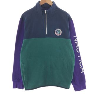 ノーティカ(NAUTICA)の古着 ノーティカ NAUTICA 袖刺繍 ハーフジップスウェットシャツ トレーナー メンズXL /taa003003(スウェット)