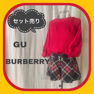 バーバリーブルーレーベル(BURBERRY BLUE LABEL)の【セット売り】GUニット＆BURBERRYチェックのミニキュロット(キュロット)