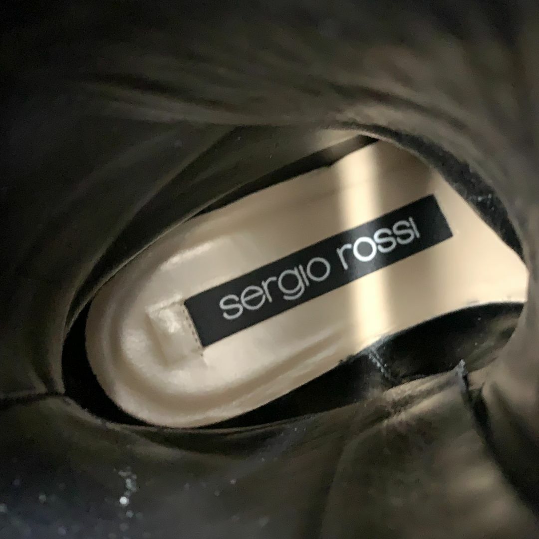 Sergio Rossi(セルジオロッシ)の8661 セルジオロッシ レザー ビジュー ロゴ レースアップ ショートブーツ レディースの靴/シューズ(ブーツ)の商品写真