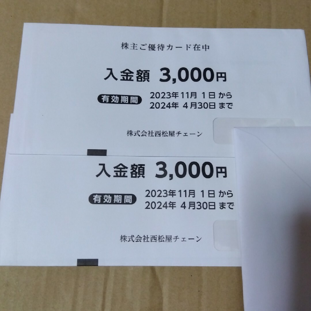 西松屋(ニシマツヤ)の西松屋　株主優待　6000円分 チケットの優待券/割引券(ショッピング)の商品写真