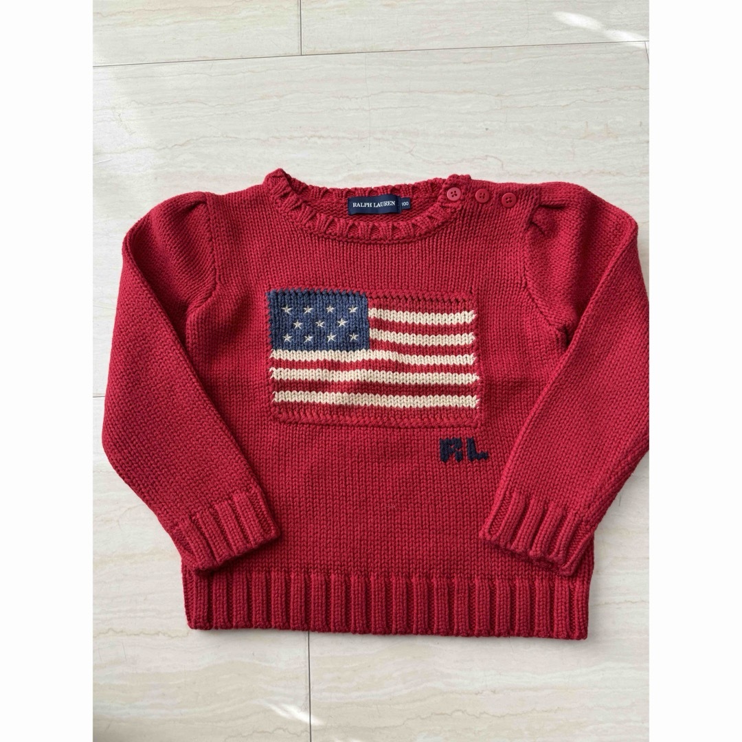 Ralph Lauren(ラルフローレン)のラルローレン☆赤の星条旗ニット　女の子・100cm キッズ/ベビー/マタニティのキッズ服女の子用(90cm~)(ニット)の商品写真