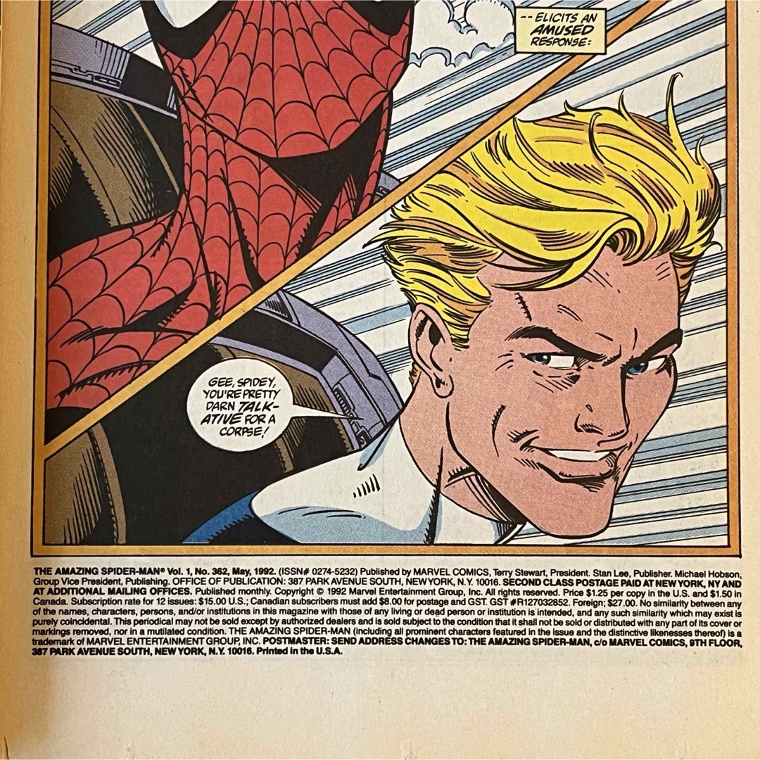 MARVEL(マーベル)のアメイジングスパイダーマン　#362 アメコミリーフ　原書 ヴェノム　カーネイジ エンタメ/ホビーの漫画(アメコミ/海外作品)の商品写真