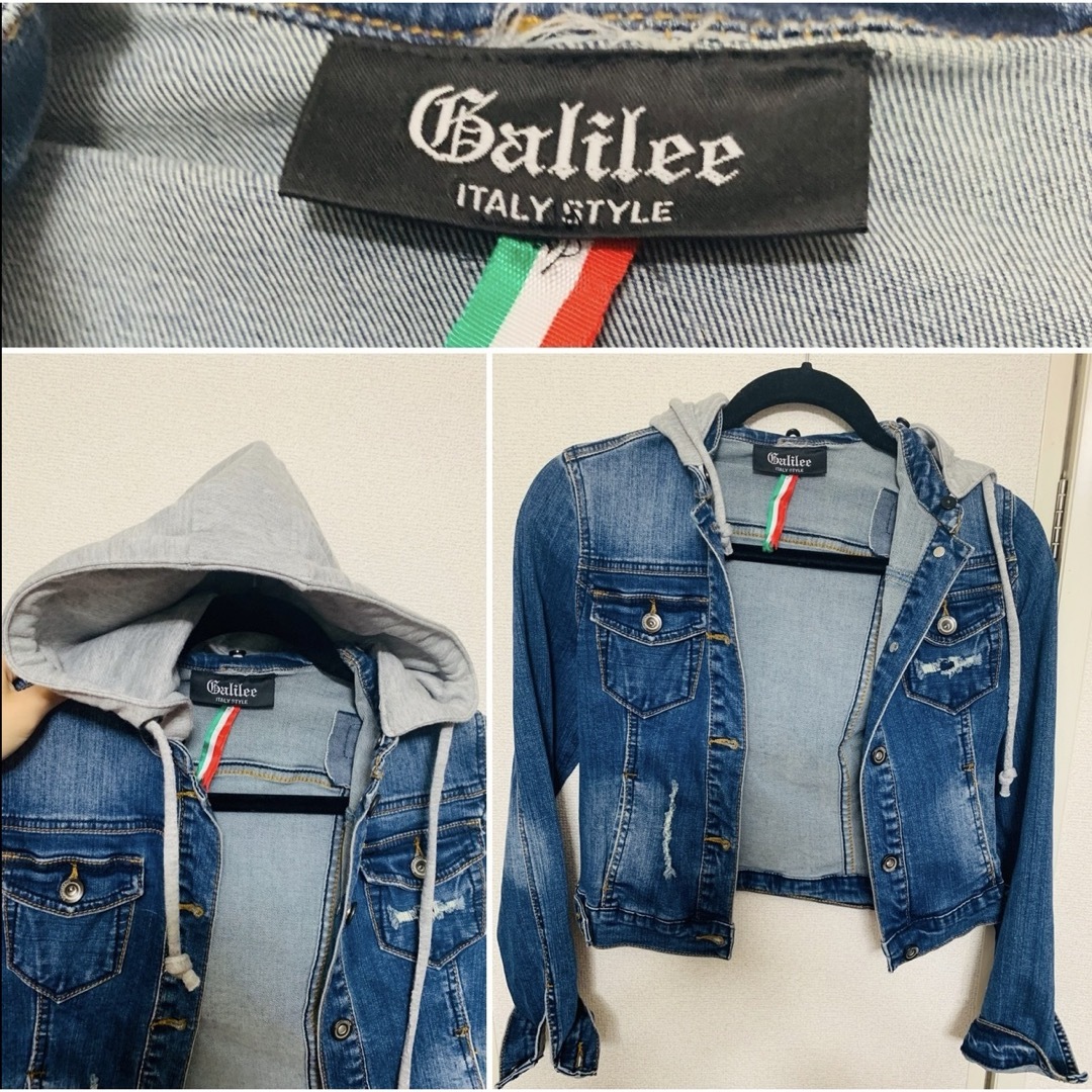 未使用　GALILEE ITALY STYLE デニムジャケット　ダメージ加工 レディースのジャケット/アウター(Gジャン/デニムジャケット)の商品写真