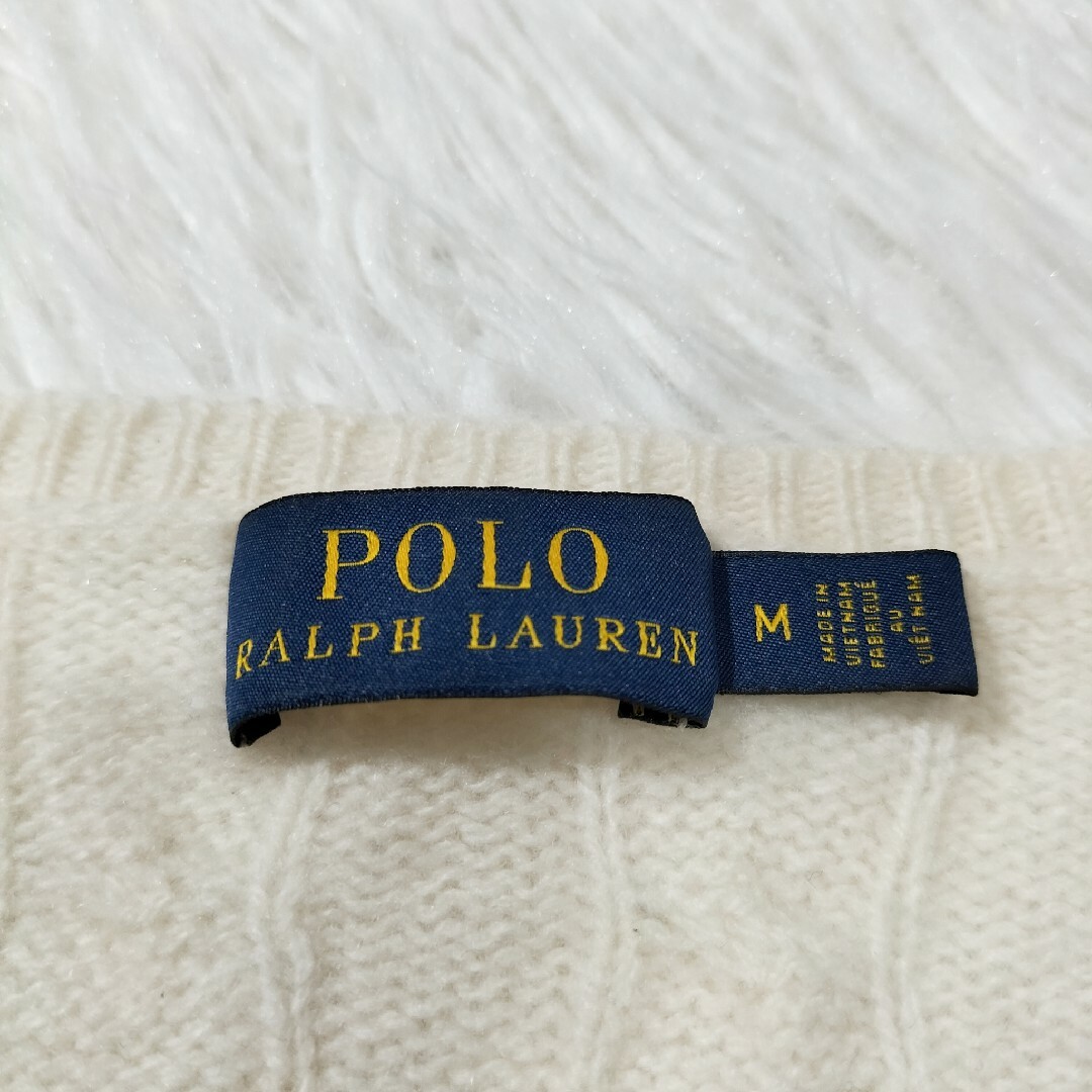 POLO RALPH LAUREN(ポロラルフローレン)のPOLO RALPH LAUREN ケーブルニット カシミヤ混 刺繍ポニー M レディースのトップス(ニット/セーター)の商品写真