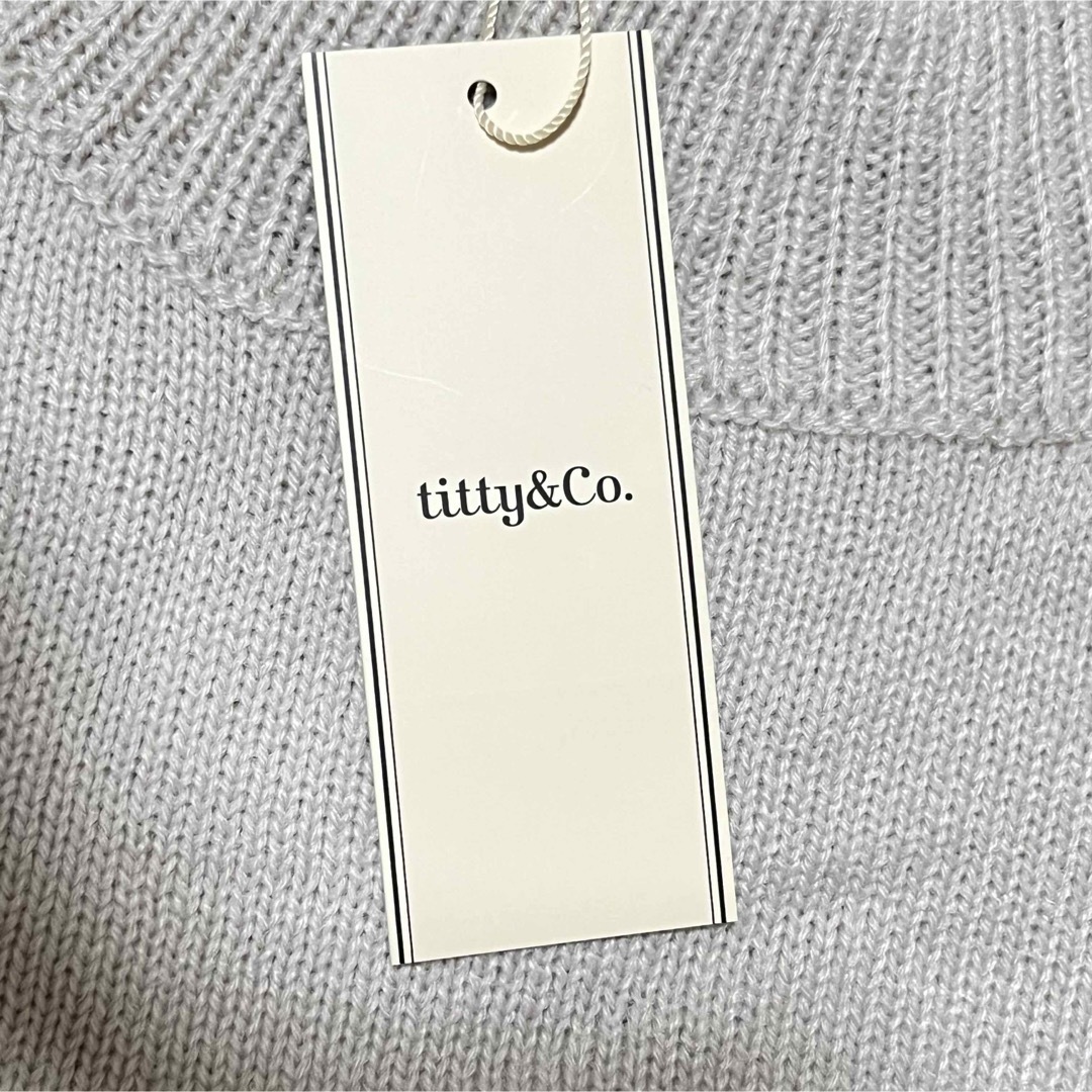 titty&co(ティティアンドコー)の【即日発送】TITTIY&CO. ハイネックきれいめニットワンピース　袖リボン レディースのトップス(ニット/セーター)の商品写真