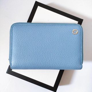 グッチ(Gucci)のグッチ♡インターロッキング♡464884♡長財布♡ライトブルー♡レザー♡返金保証(財布)