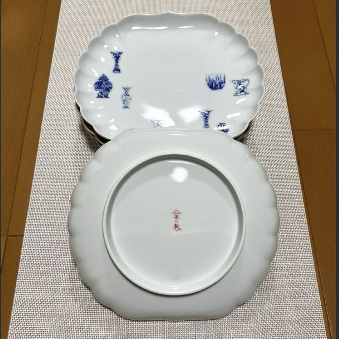 お値下げ不可品 SALE✨新品⭐️深川製磁 ブルーチャイナ 菊中割盛皿