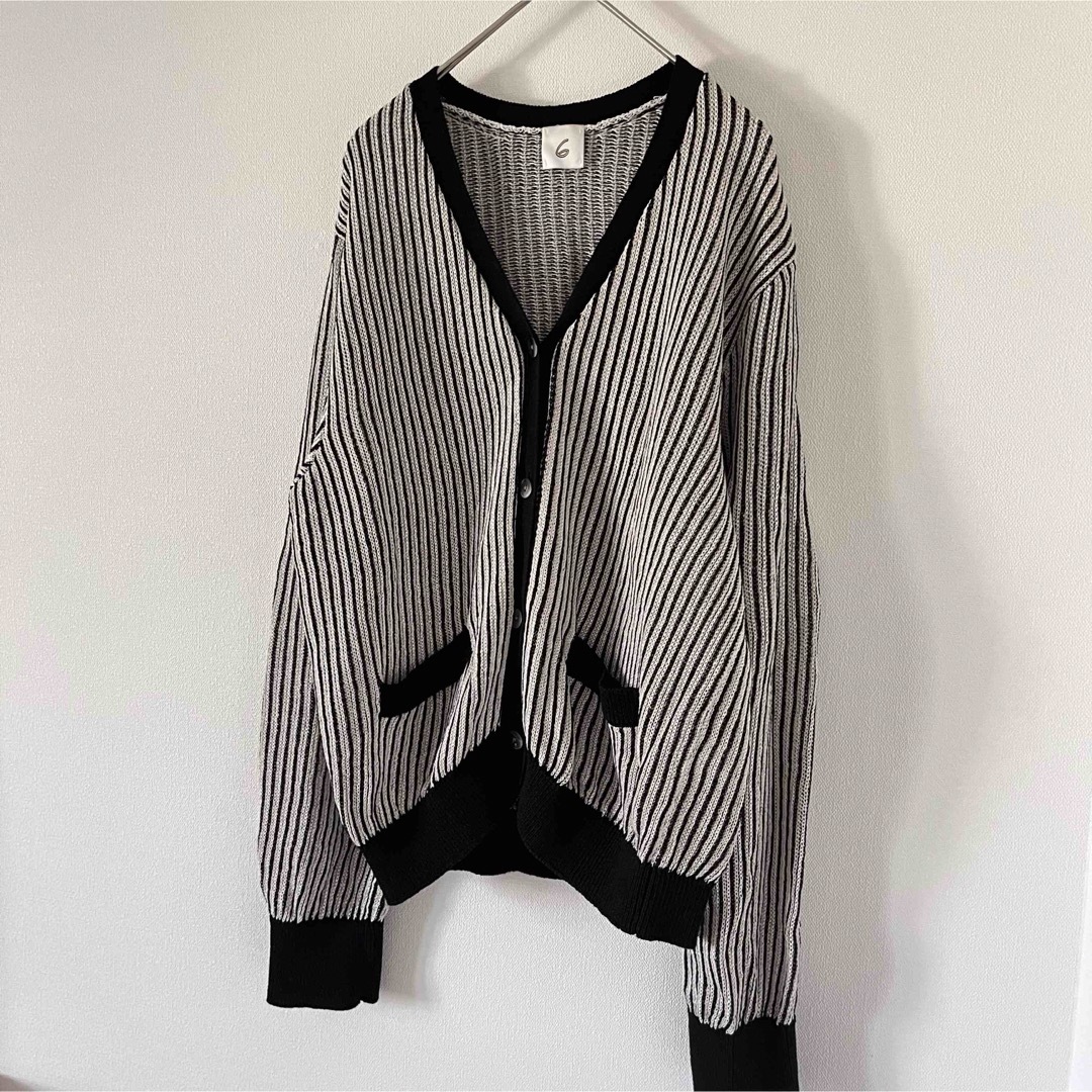 〈6（roku）〉COTTON STRIPE CARDIGAN/カーディガン