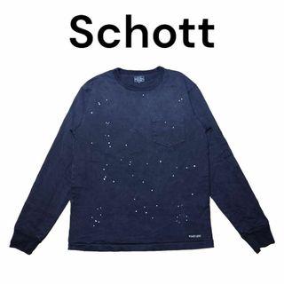 ショット(schott)のSchott　ヴィンテージ　ペンキ加工　ロンT　レザーロゴ刺繍　ショット　しょ(Tシャツ/カットソー(七分/長袖))