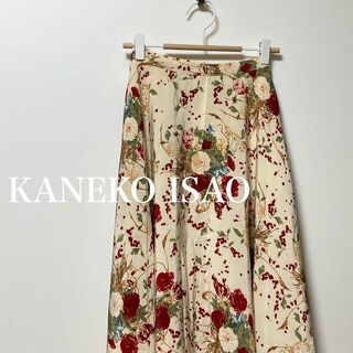 カネコイサオ(KANEKO ISAO)のKANEKO ISAO  カネコイサオ  リボン付き　花柄　フレア　スカート(ひざ丈スカート)