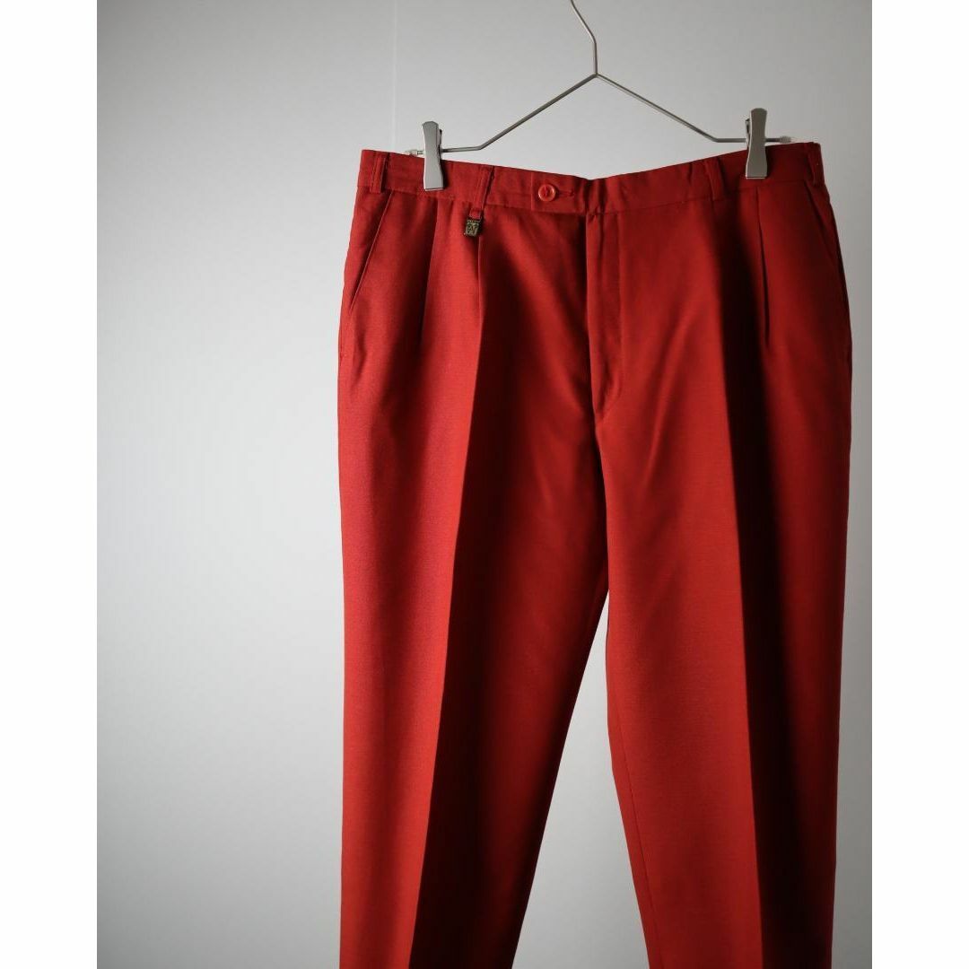 ART VINTAGE(アートヴィンテージ)の【vintage】2タック ワイド ビビットカラー ウールスラックス 赤 W33 メンズのパンツ(スラックス)の商品写真