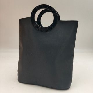 セリーヌ(celine)の美品 CELINE サークルハンドル ナイロンミニハンドバッグ ブラック(ハンドバッグ)