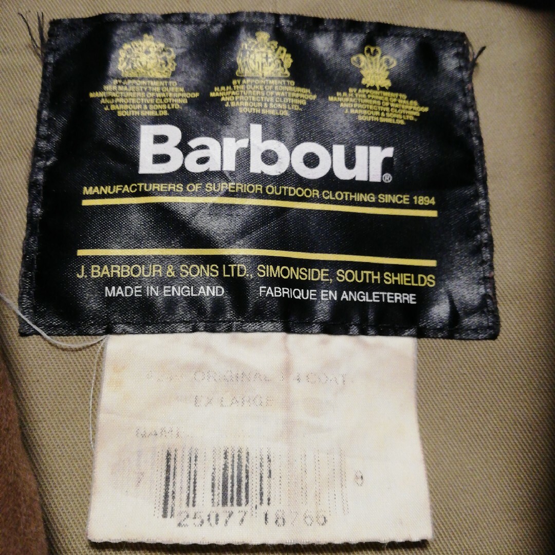 Barbour(バーブァー)の希少90's Barbour Original 3/4 Coat XL 英国製 メンズのジャケット/アウター(ステンカラーコート)の商品写真