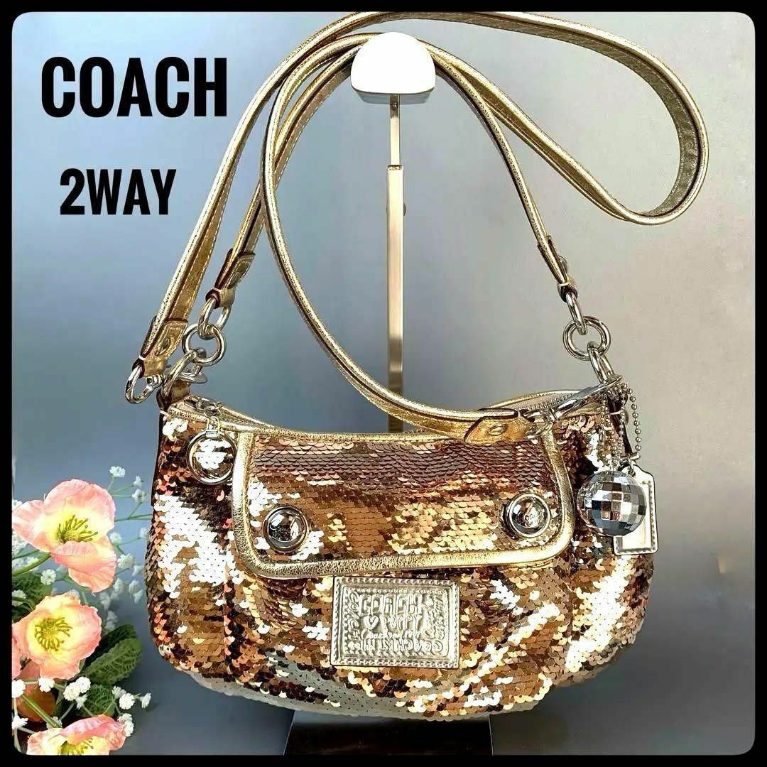 美品　COACH 14232 コーチ　スパンコール　2way ショルダーバッグ